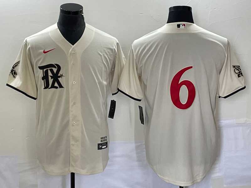 Mens Texas Rangers #6 Josh Jung Cream 2023 City Connect Flex Base Stitched Jersey